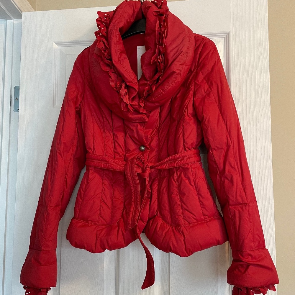 Red Quilted Jacket wIth Lace XS